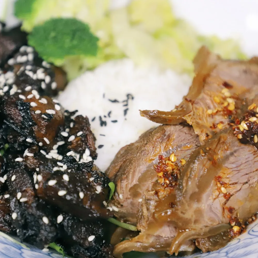 Riz Garni En Duo Au Porc Et Boeuf